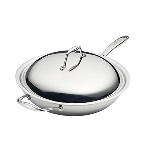 Tramontina Signature Tri-Ply Clad 12.5-Inch Wok with Lid, product photograph from the Amazon listing.