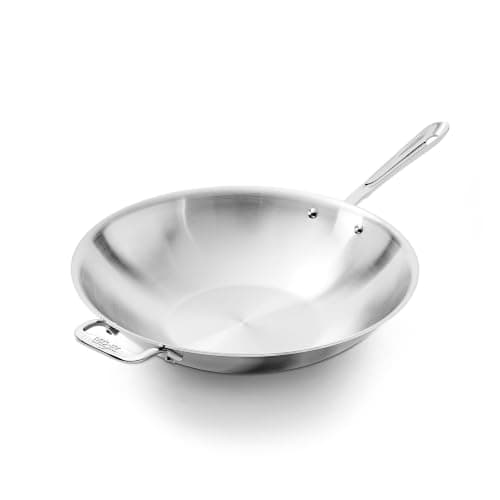 All-Clad D3 Stainless 14-Inch Wok with Lid, product photograph from the Amazon listing.